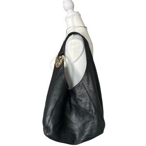 Y2K “Michael Kors” Fulton Black Pebble Leather Hobo Style Shoulder Bag